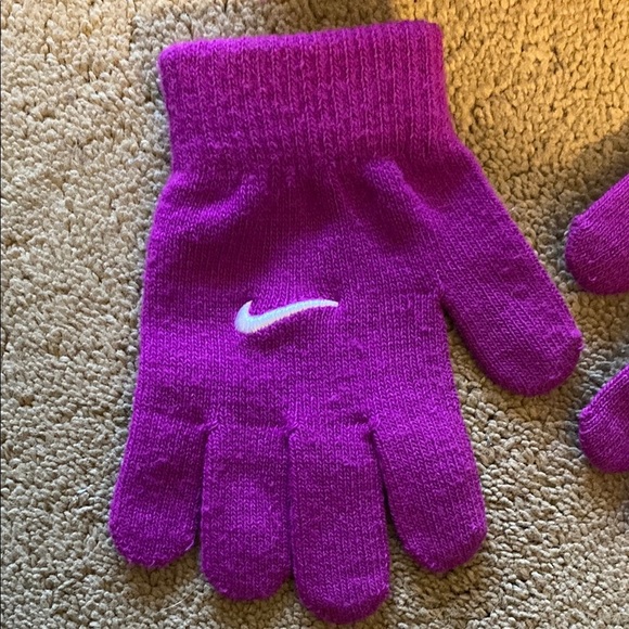 Nike Kids Orange and Purple Beanie and Gloves Set - Picture 2 of 13